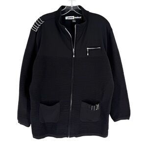 Jamie Sadock Golf Jacket Womens Size XL Black Stretch Nylon Knit Moto Style